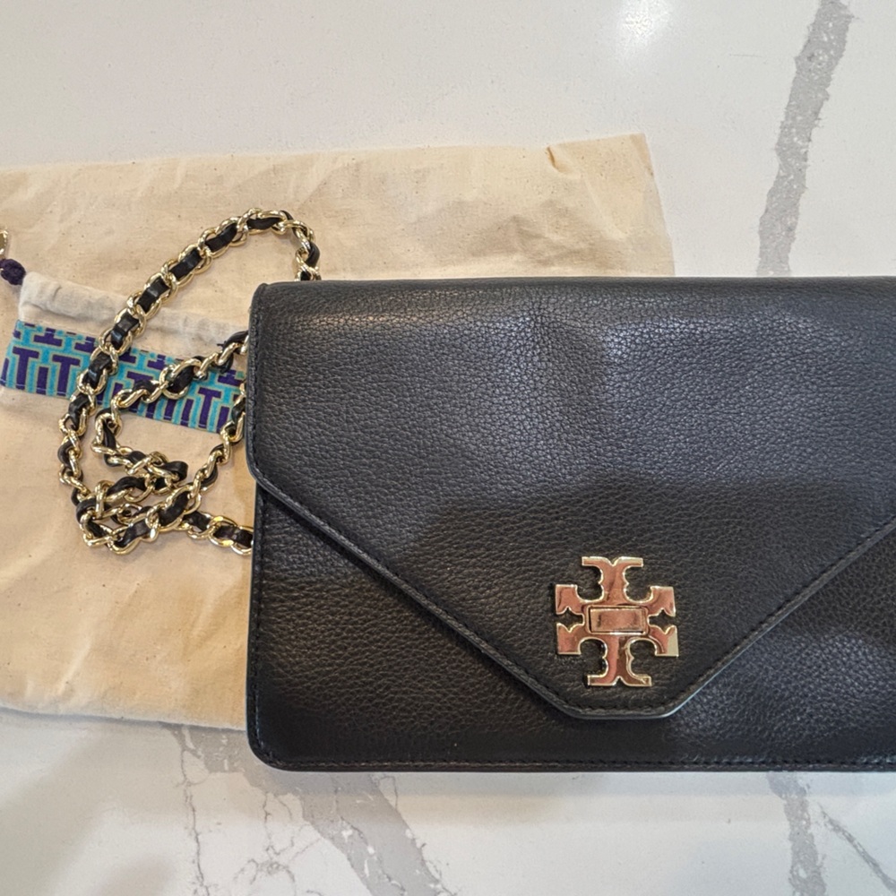 Tory Burch Black Leather Chain Crossbody Shoulder Bag
